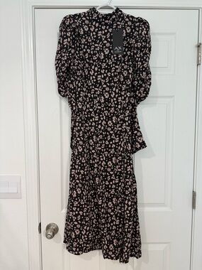 Nwt AX Paris Black & Pink Floral Midi women Dress